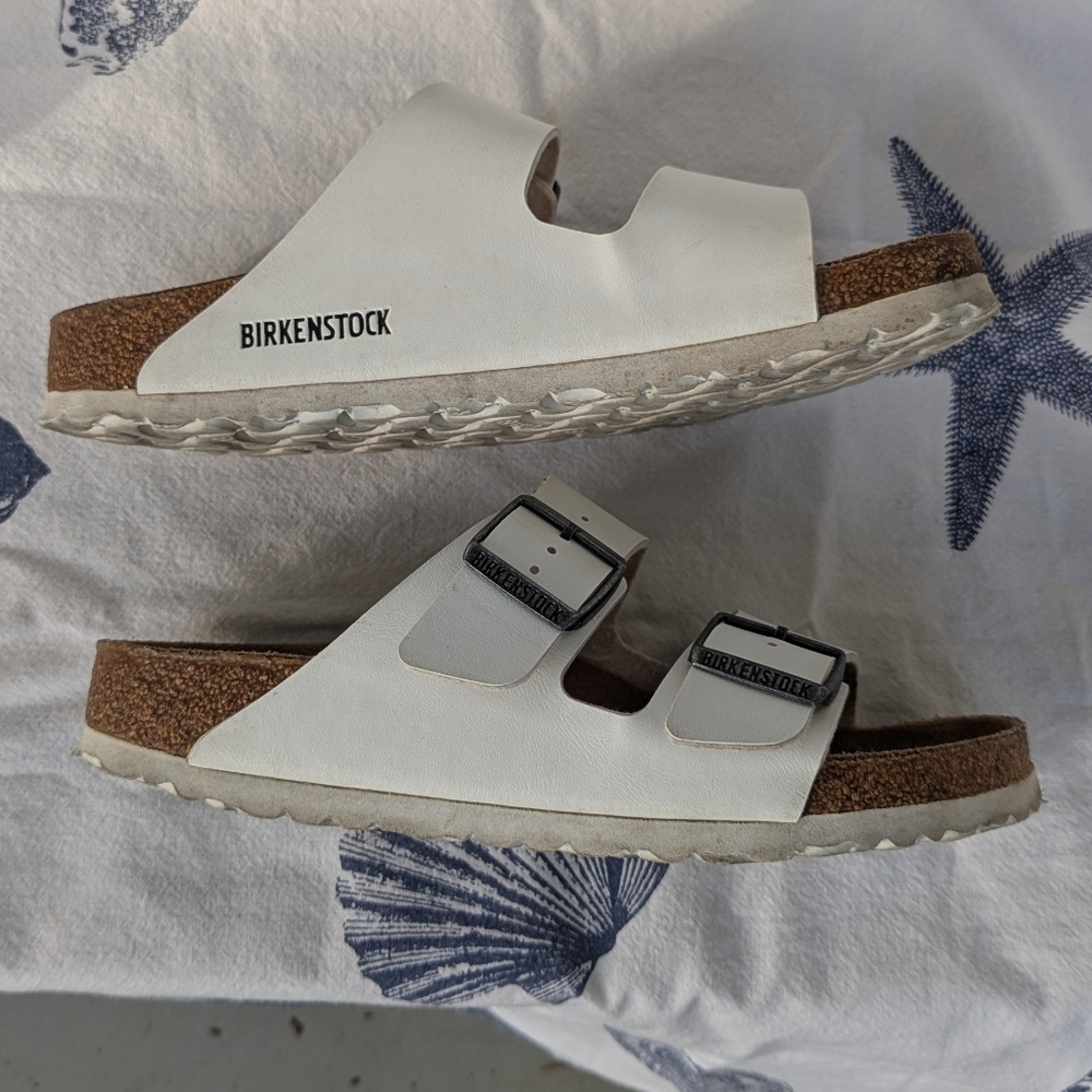 Birkenstock White Arizona Two-Strap Sandals - Picture 5 of 8